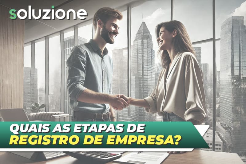 Etapas de registro da empresa Quais são - Imagem de contador e empresária fechando contrato de abertura de empresa