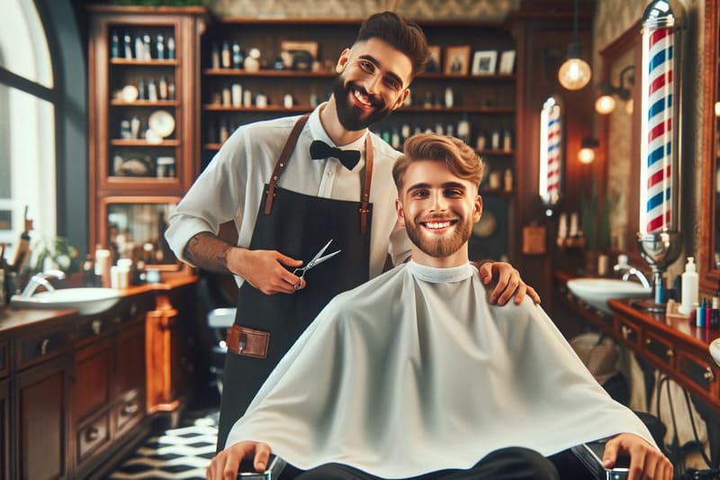 Contabilidade para barbearias - imagem de barbeiro com contador especializado em cabeleireiros