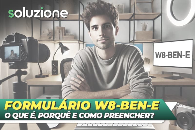 Formulário W8-BEN-E - Imagem de youtuber em seu estúdio de gravação de vídeos para monetização no Adsense